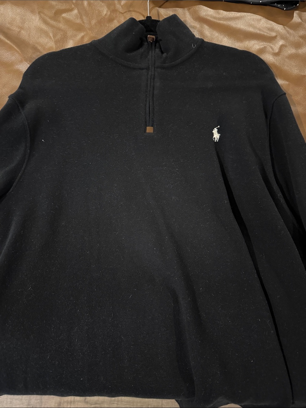 Ralph Lauren Black Half-Zip Pullover with White Pony